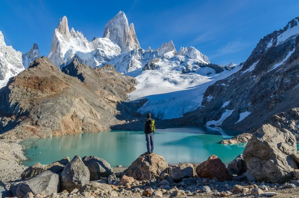 Woman admiring Fitz Roy scenic view